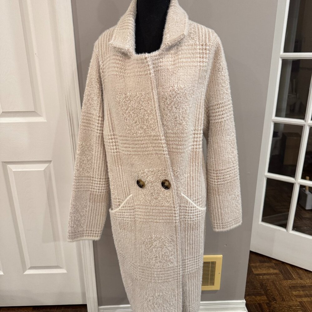 Rino and Pelle Madina Double-Breasted Knit Cardigan in Birch, Size M
